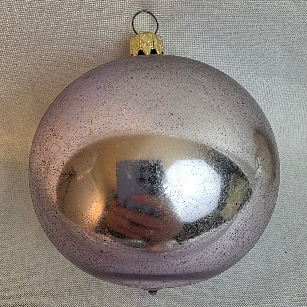 Vintage Lot of 6 Blown Glass Christmas Ornaments in Purple Lavender Green Silver - Picture 15 of 16